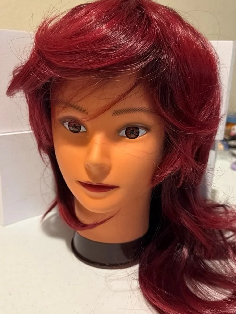 Women's Burgundy Layered Synthetic Wig - Deep Red Style